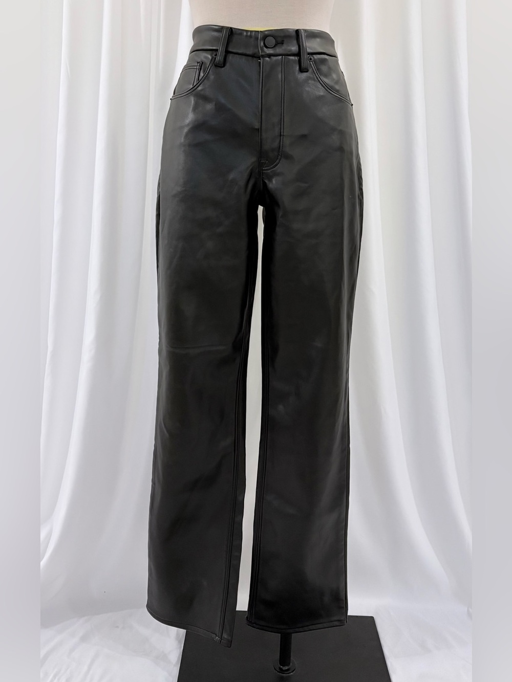 Good American “Good Icon” Faux Leather Pants Straight Leg - Picture 2 of 6